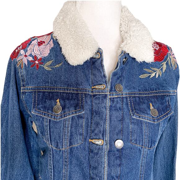 Love Tree Flora Embroidered Denim Jacket Small NWT - Picture 6 of 14